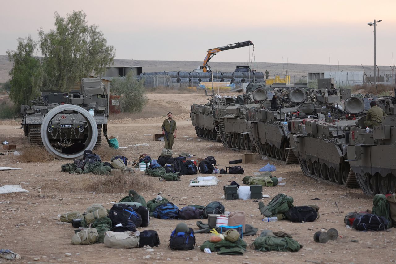 Israelische reservisten in een militair kamp bij Beer Sheva, 9 oktober.