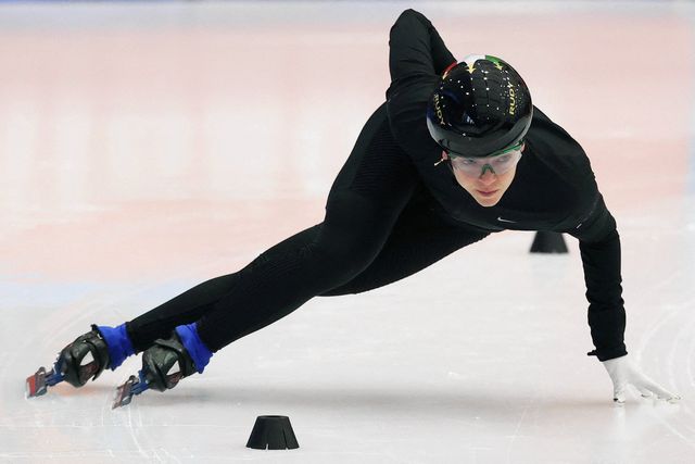Arianna Fontana tijdens een trainingskamp eind januari in Bormio.