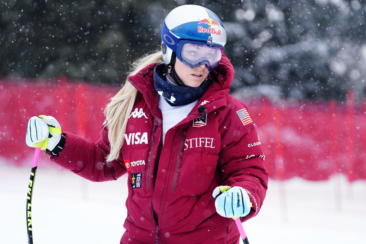 Lindsey Vonn kort voor die wedstrijd in Crans Montana.