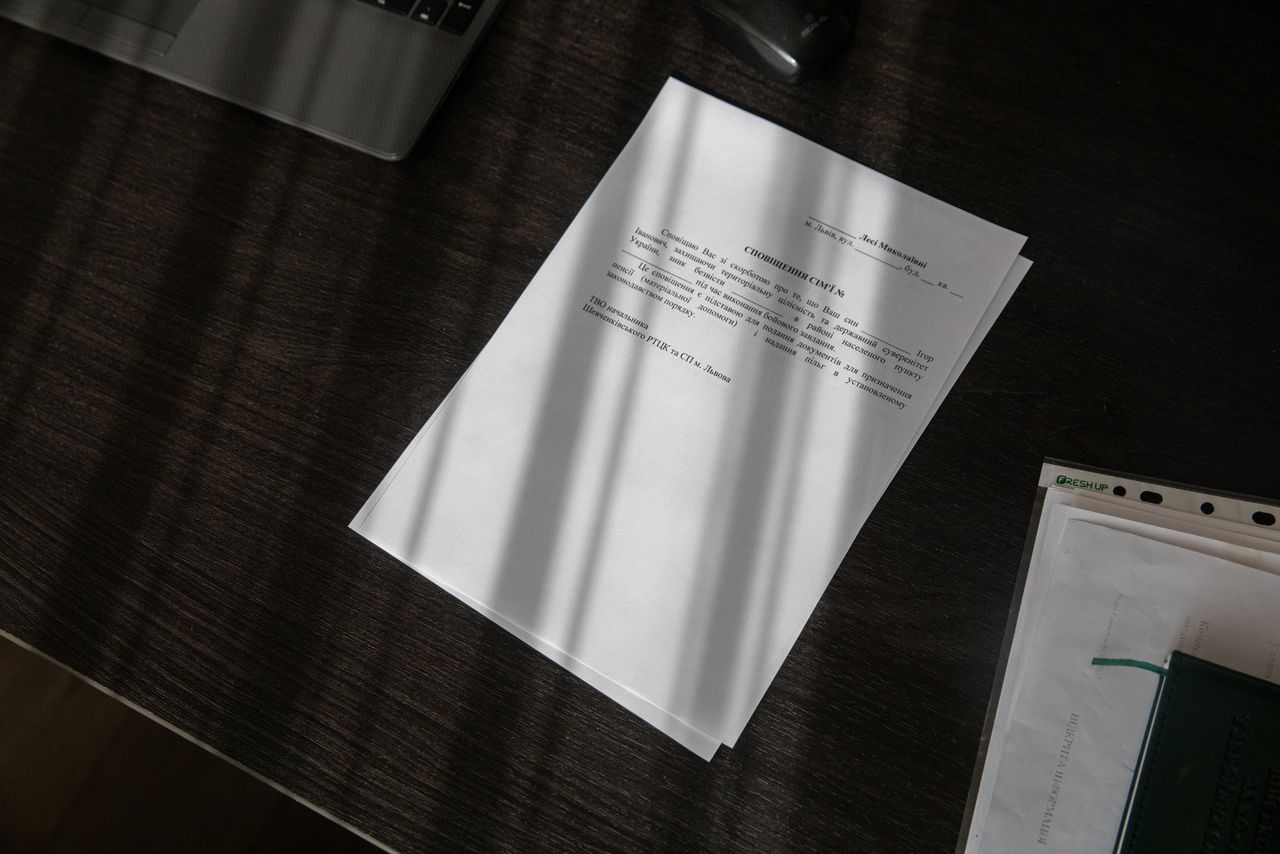 Een voorbeeld van een doodsbericht van een gesneuvelde militair.