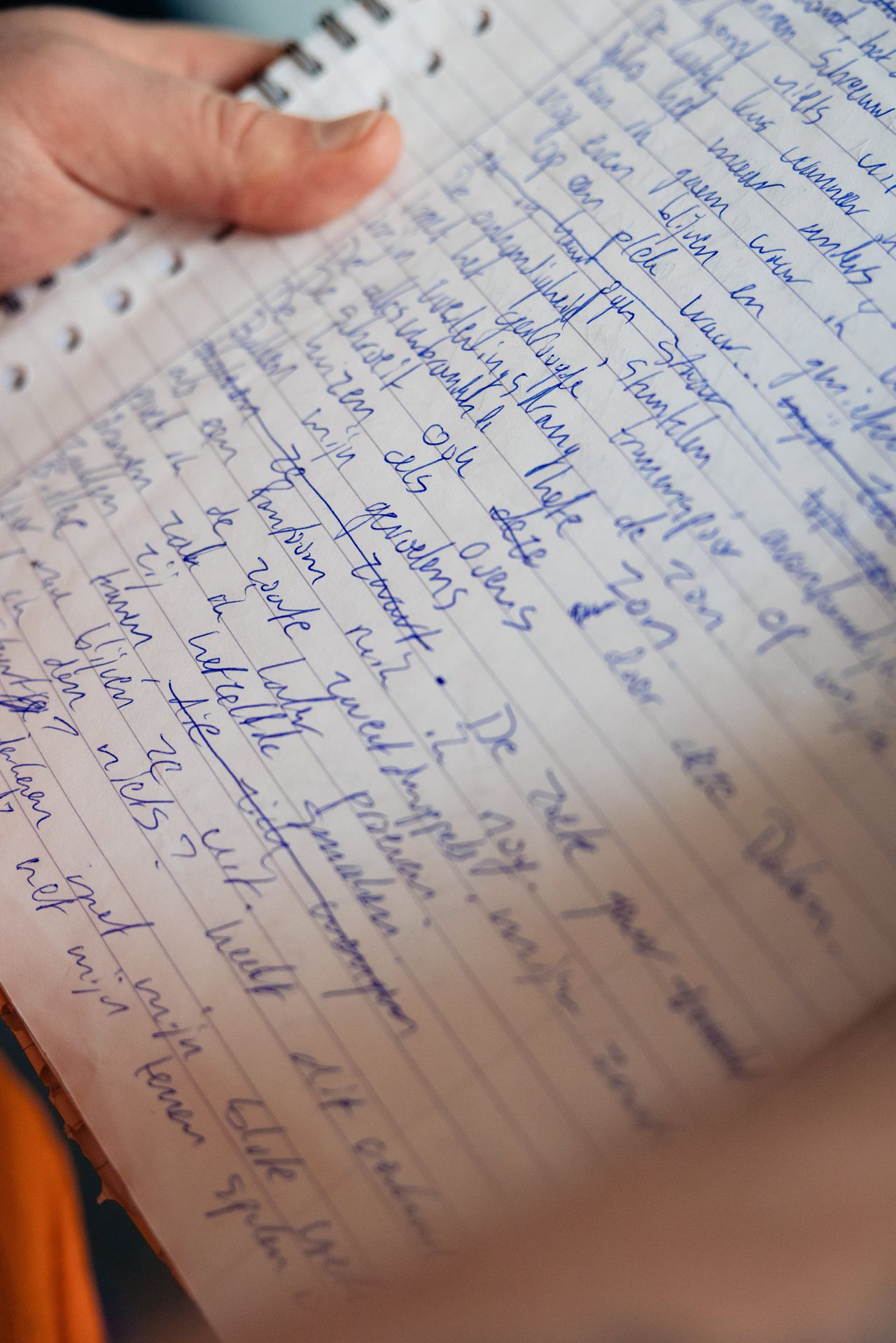 Een schrift van Olivier met aantekeningen.