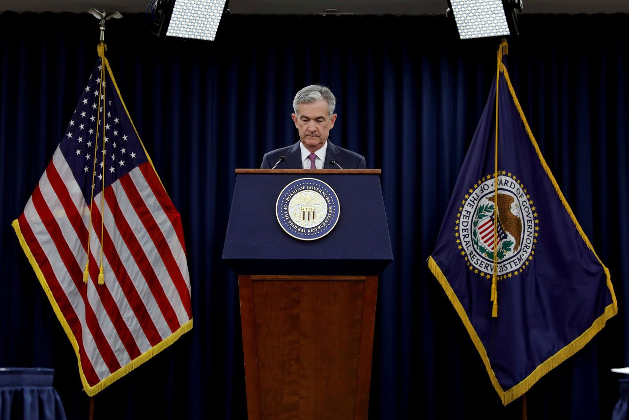 Voorzitter van de Federale Reserve Jerome Powell tijdens een persconferentie woensdag.