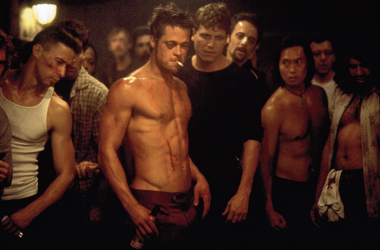 Brad Pitt als Tyler Durden in Fight Club uit 1999.