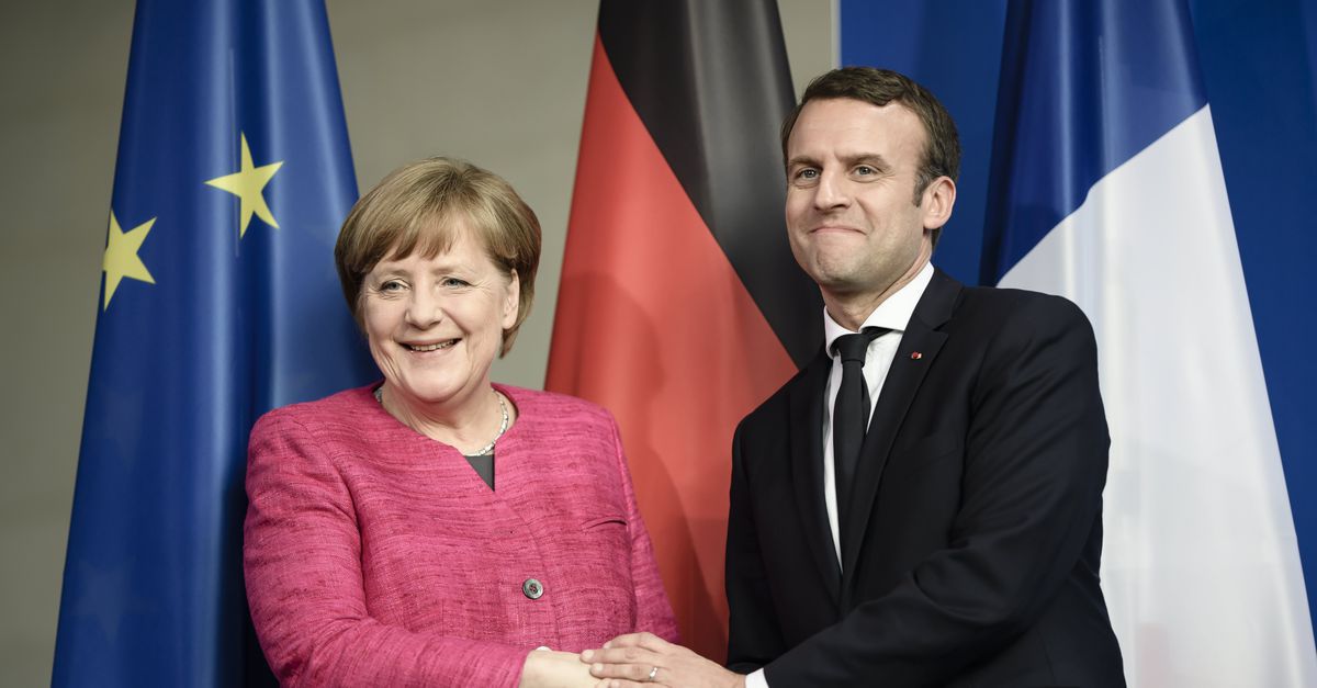 Angela Merkel en de Franse president Emmanuel Macron.