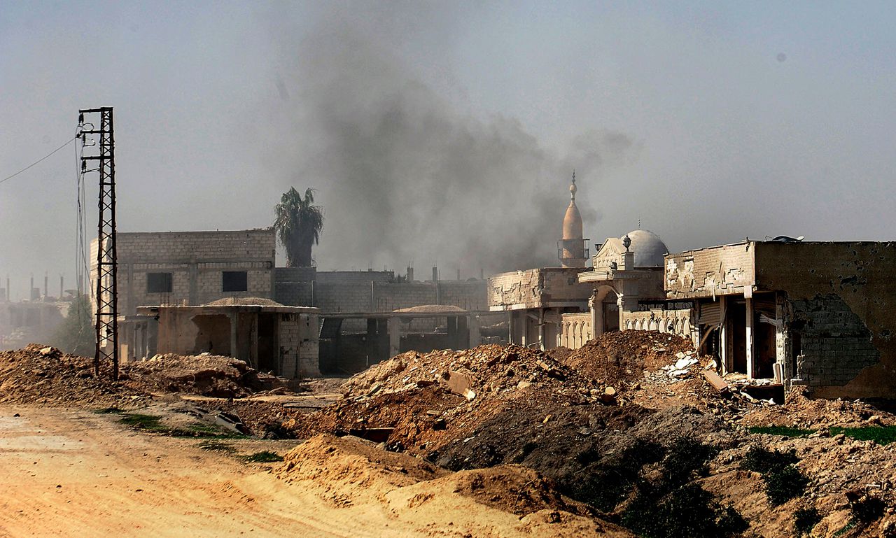 In de omgeving van Oost-Ghouta waar terreurorganisatie Jabhat Al-Nusra in maart nog actief was.