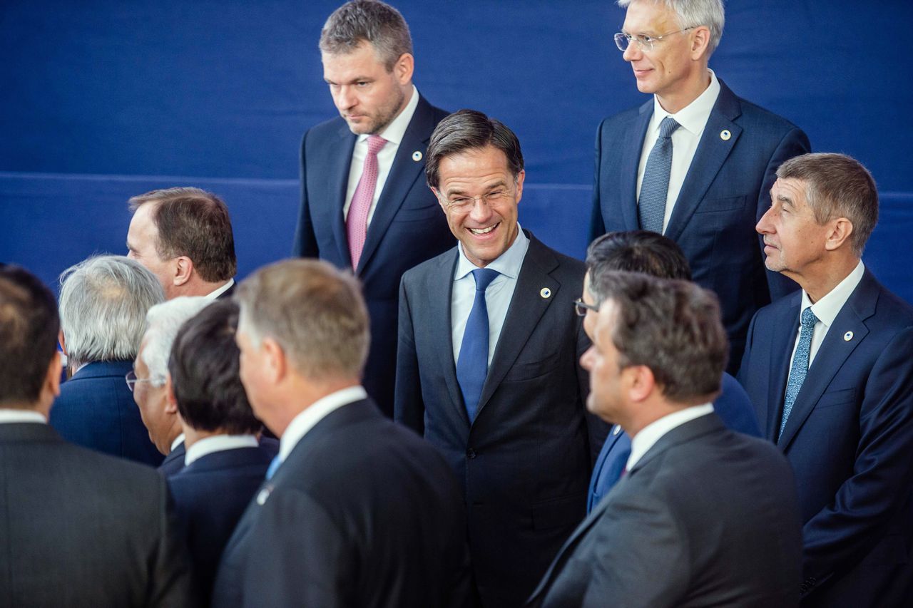 Premier Mark Rutte voorafgaand aan een EU-top over de Brexit, afgelopen maart.