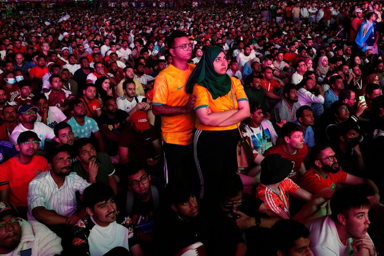 De ‘fanzone’ in Doha tijdens Qatar-Ecuador.