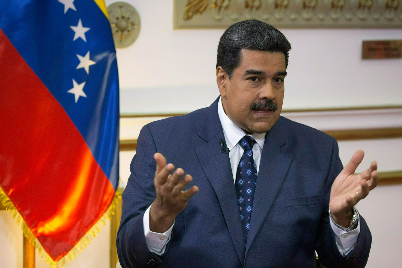 De Venezolaanse president Nicolás Maduro tijdens een persconferentie.