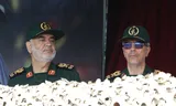 General Mohammad Bagheri (R) and Major General Hossein Salami (L) during the celebration of the Day of the Army on a military base in Tehran, April 17, 2024.