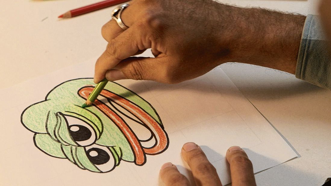 Animatiefiguur Pepe the Frog die uitgroeide tot mascotte van alt-right en white supremacy in ‘Feels Good Man’.
