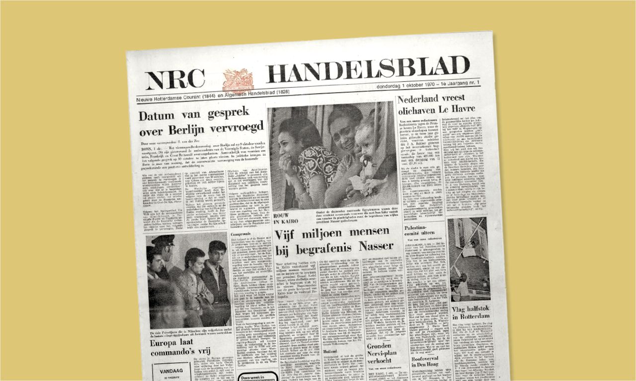 De voorpagina van het eerste NRC Handelsblad, 1 oktober 1970.