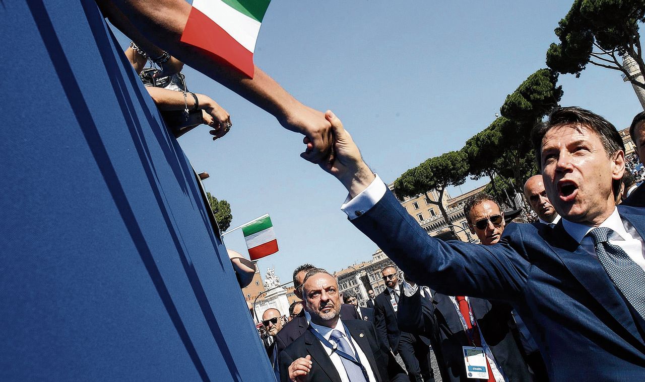 De Italiaanse premier Giuseppe Conte afgelopen weekend in Rome.