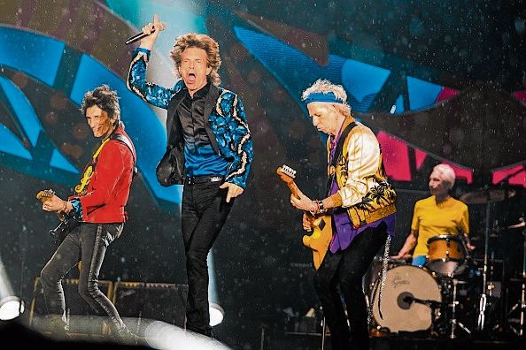 Rolling Stones tijdens een optreden in het Morumbi Stadium in Sao Paulo, Brazilië.