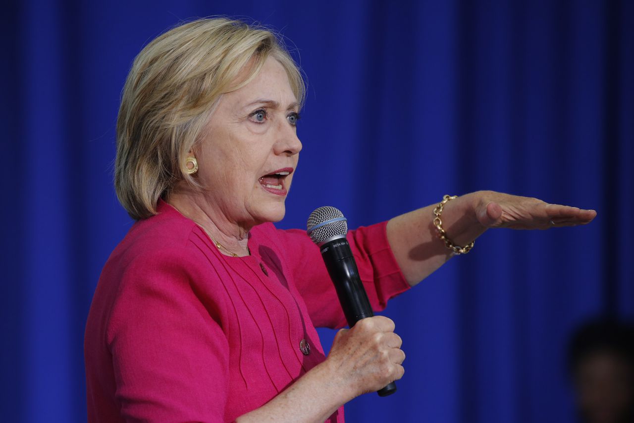 Hillary Clinton op een verkiezingsbijeenkomst in de staat Pennsylvania.