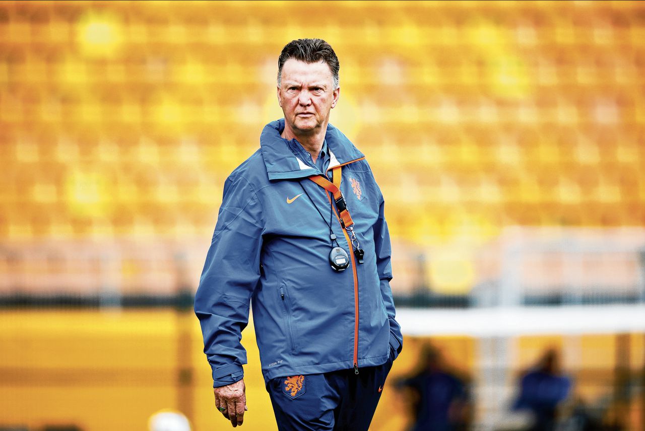 Louis van Gaal als bondscoach van het Nederlands elftal tijdens het WK in 2014.