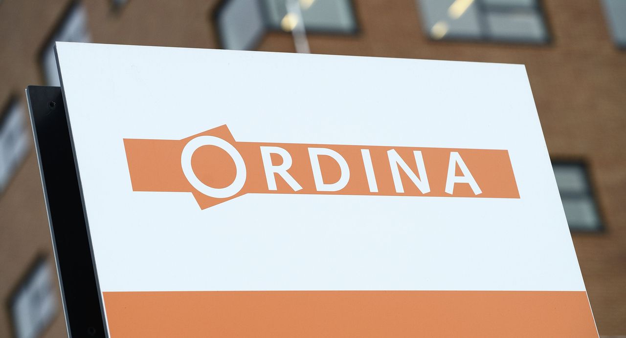 Het logo van Ordina bij het hoofdkantoor in Nieuwegein.