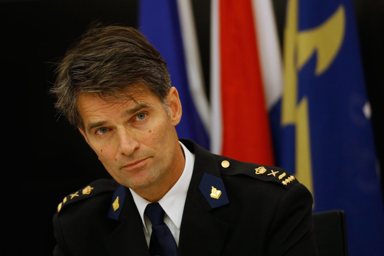 Korpschef Erik Akerboom tijdens de persconferentie over het onderzoek naar de rol van voormalig politiechef Gerard Bouman.