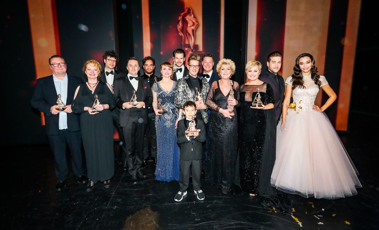 De winnaars tijdens de uitreiking van de Musical Awards Gala 2017.