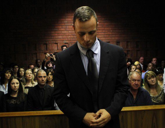 Oscar Pistorius staat terecht in Pretoria.