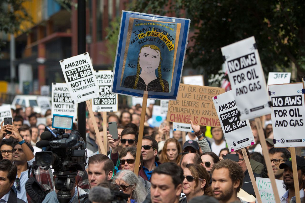 Een demonstratie voor een strenger klimaatbeleid in Seattle.