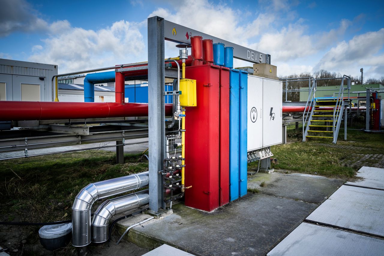 Een testlocatie voor waterstof in Groningen. In de Nederlandse verduurzamingsplannen speelt waterstof een belangrijke rol.