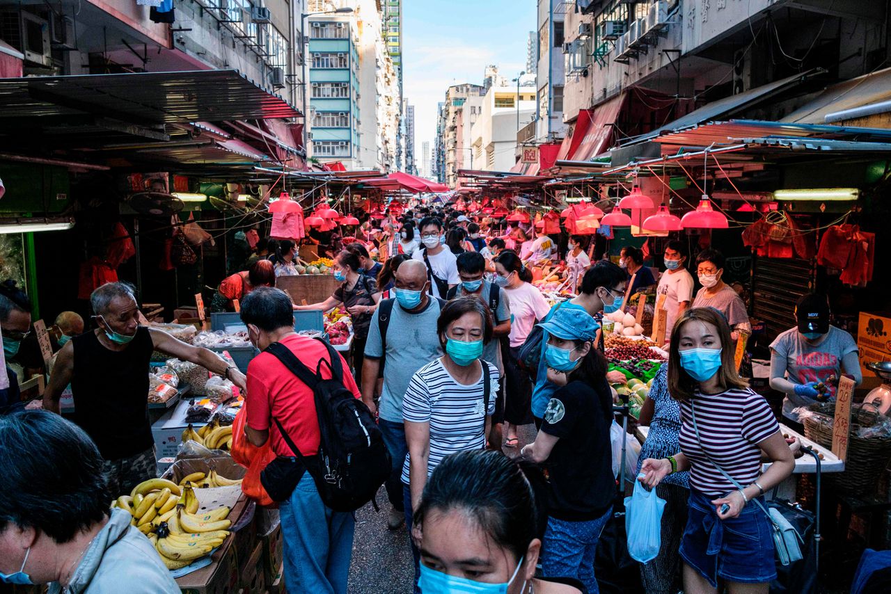Een markt in Hongkong.