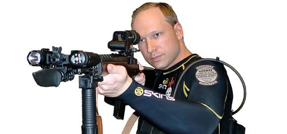 Caption: EDS NOTE: IMAGE HAS BEEN DIGITALLY ALTERED BY THE ORIGINAL SOURCE TO REMOVE THE BACKGROUND - This image shows Anders Behring Breivik from a manifesto attributed to him that was discovered Saturday, July 23, 2011. Breivik is a suspect in a bombing in Oslo and a shooting on a nearby island which occurred on Friday, July 22, 2011. The Norwegian news agency NTB said Breivik wrote a 1,500-page manifesto before the attack in which he attacked multiculturalism and Muslim immigration. The document, which contained this and other photos, also described how to acquire explosives. (AP Photo/via Scanpix)