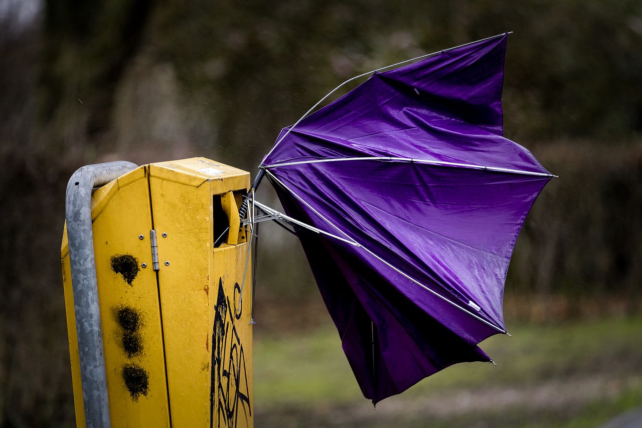 Een kapot gewaaide paraplu