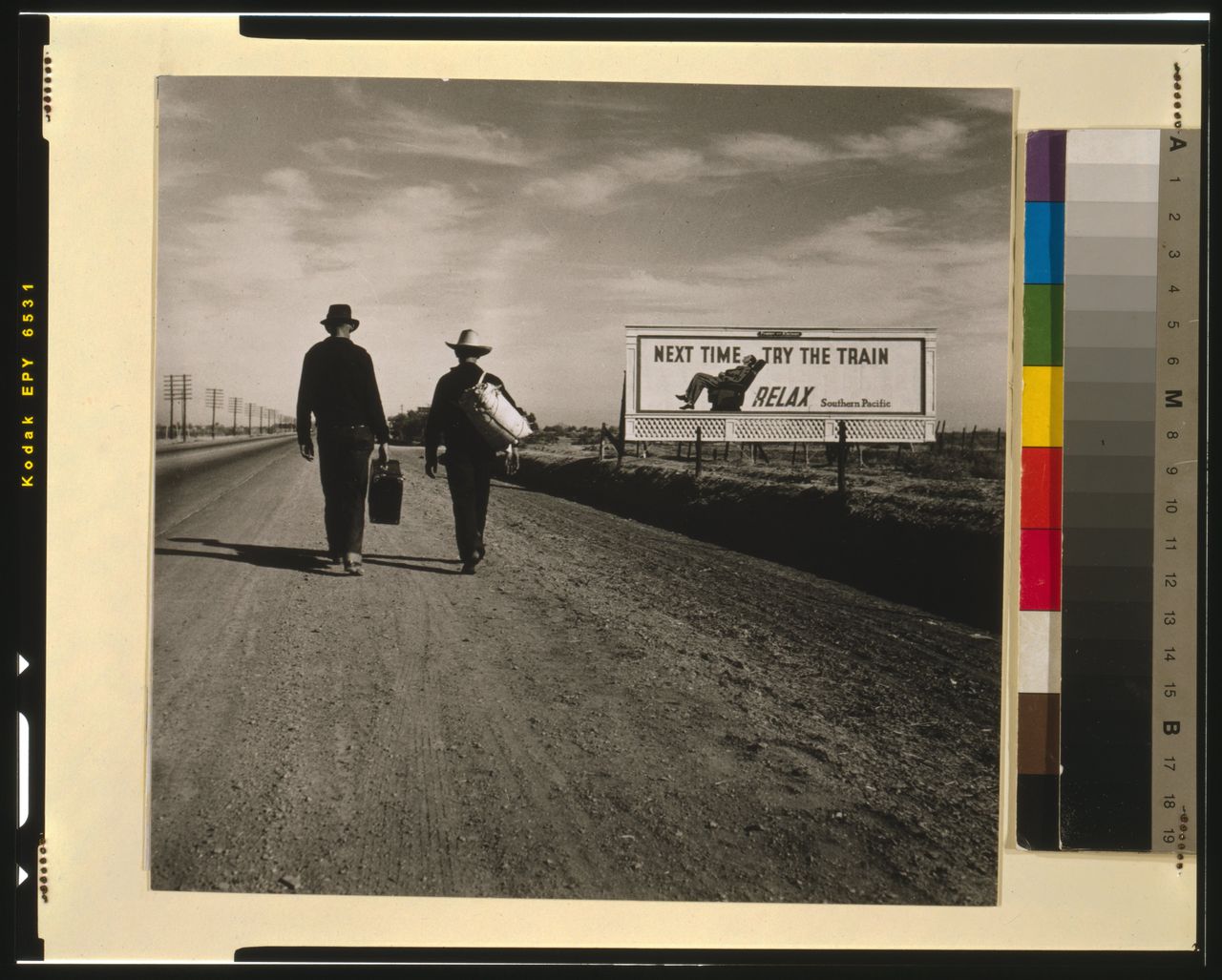 Twee mannen onderweg naar Los Angeles, 1937.