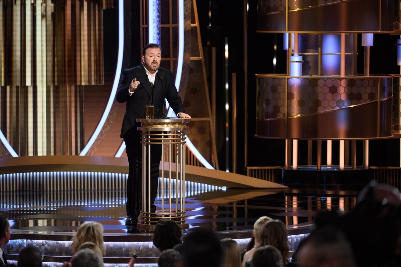 De uiterst scherpe Britse komiek Ricky Gervais was opnieuw de presentator van de Golden Globes.
