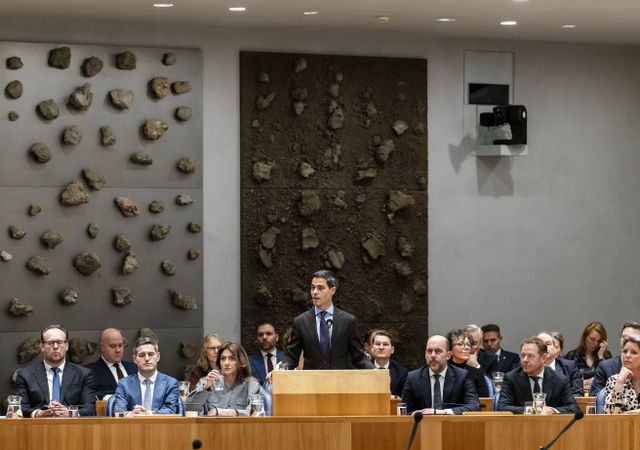 Minister-president Rob Jetten legt de regeringsverklaring af in de Tweede Kamer. 