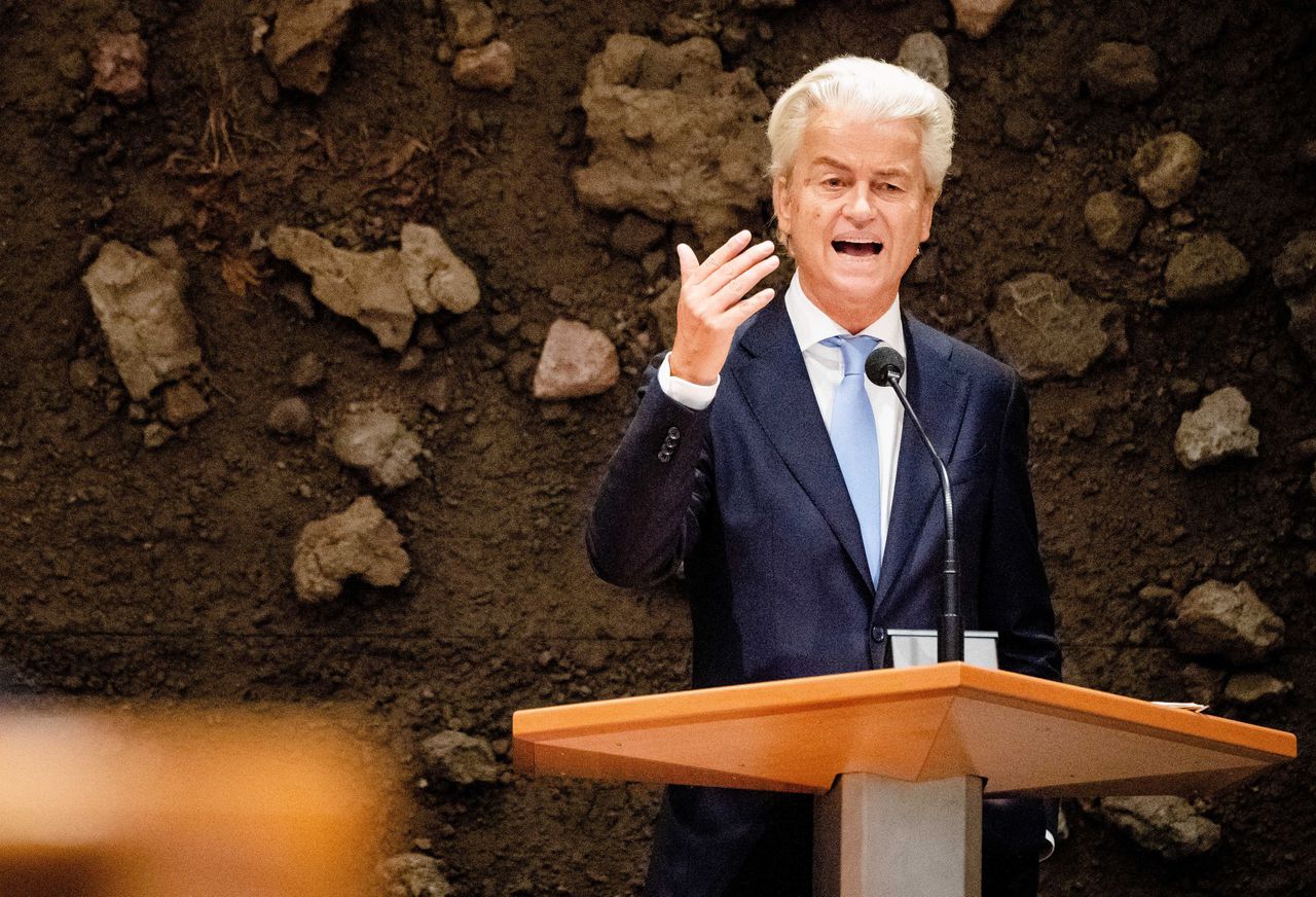 Geert Wilders (PVV) afgelopen week in de Kamer. Hij zou een van de doelwitten van ontvoeringsplannen zijn geweest.