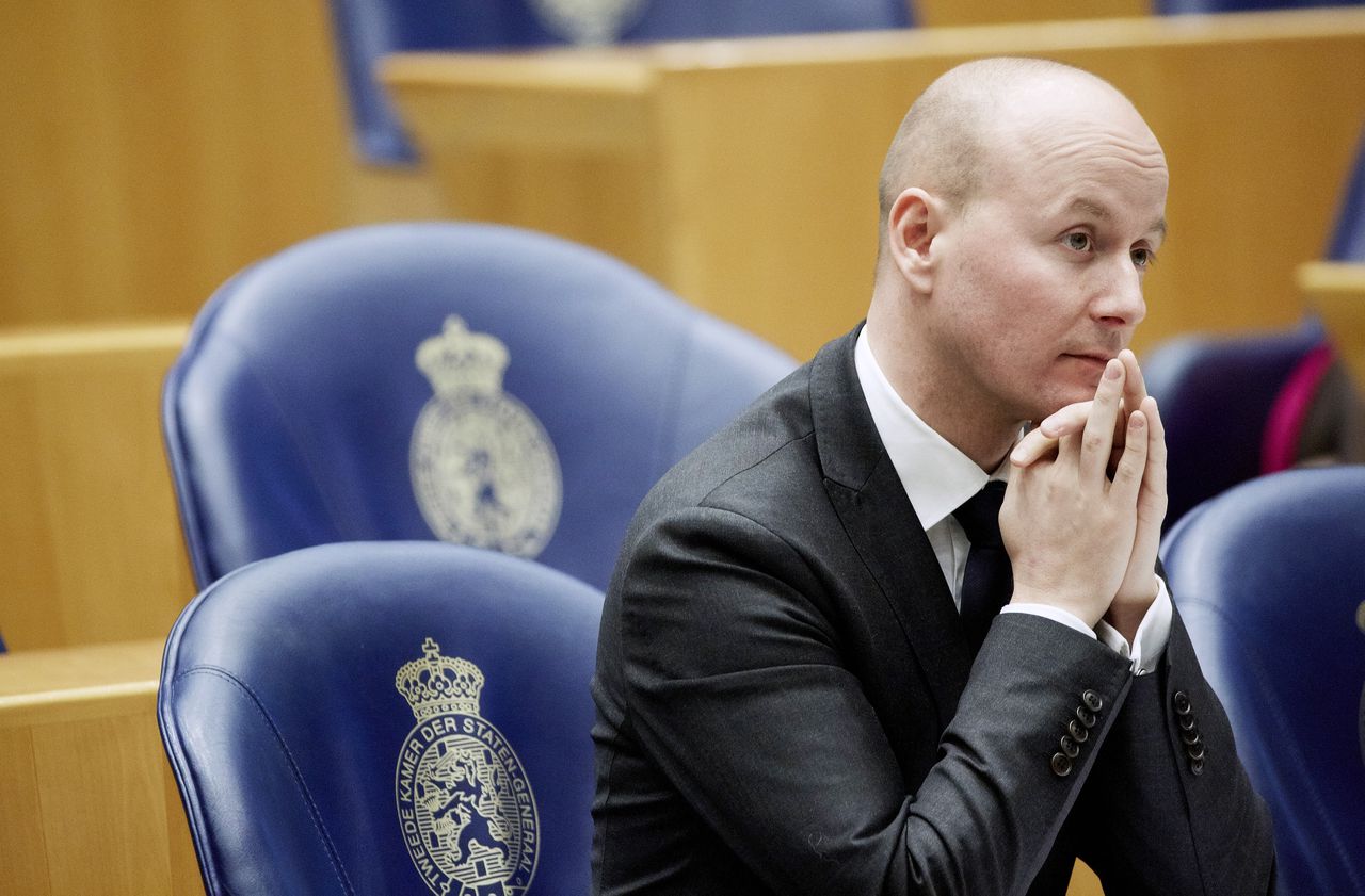 Kamerlid Mark Verheijen van de VVD tijdens het debat in de Tweede Kamer.