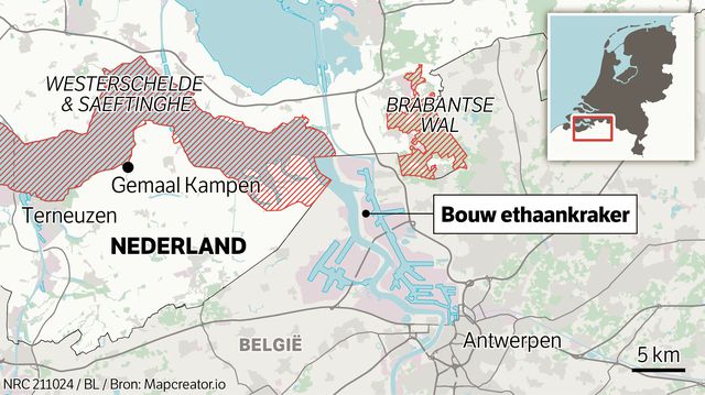 Stikstof op Brabantse en Zeeuwse natuur door een ethaankraker net over