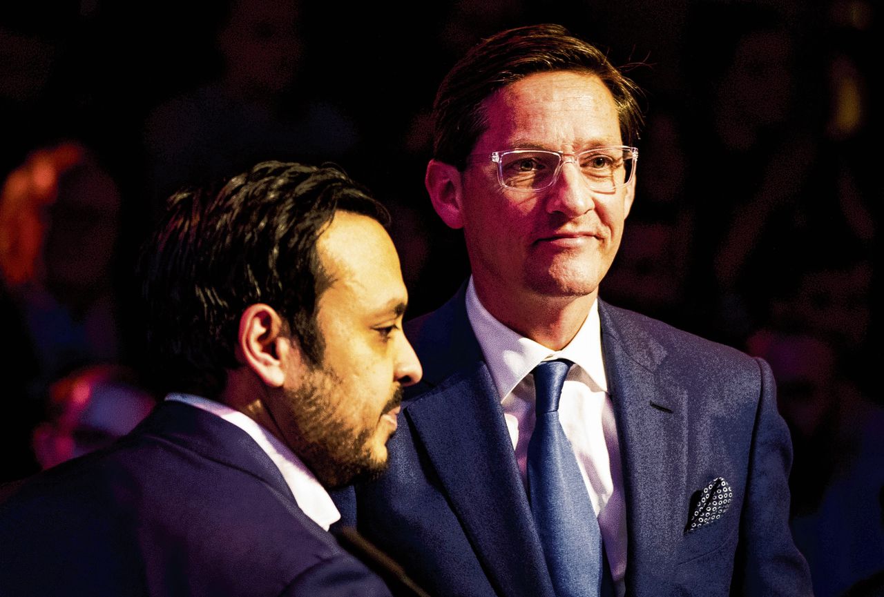 Nourdin el Ouali (Nida) en Joost Eerdmans (Leefbaar Rotterdam) bij een lijsttrekkersdebat in 2018.