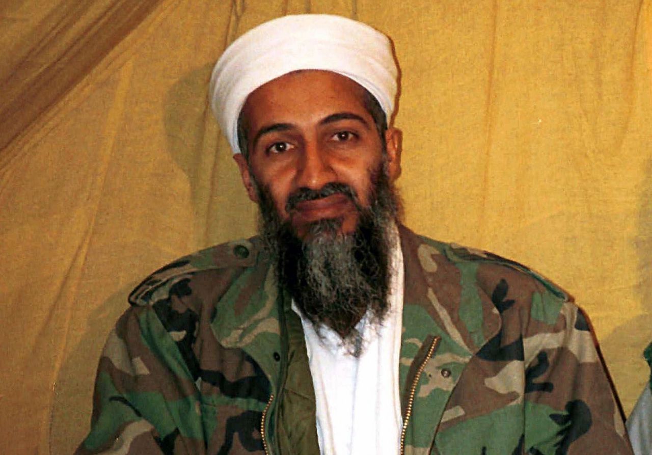Osama bin Laden, leider van Al-Qaeda, in Afghanistan. Wanneer de foto is gemaakt, is niet bekend.