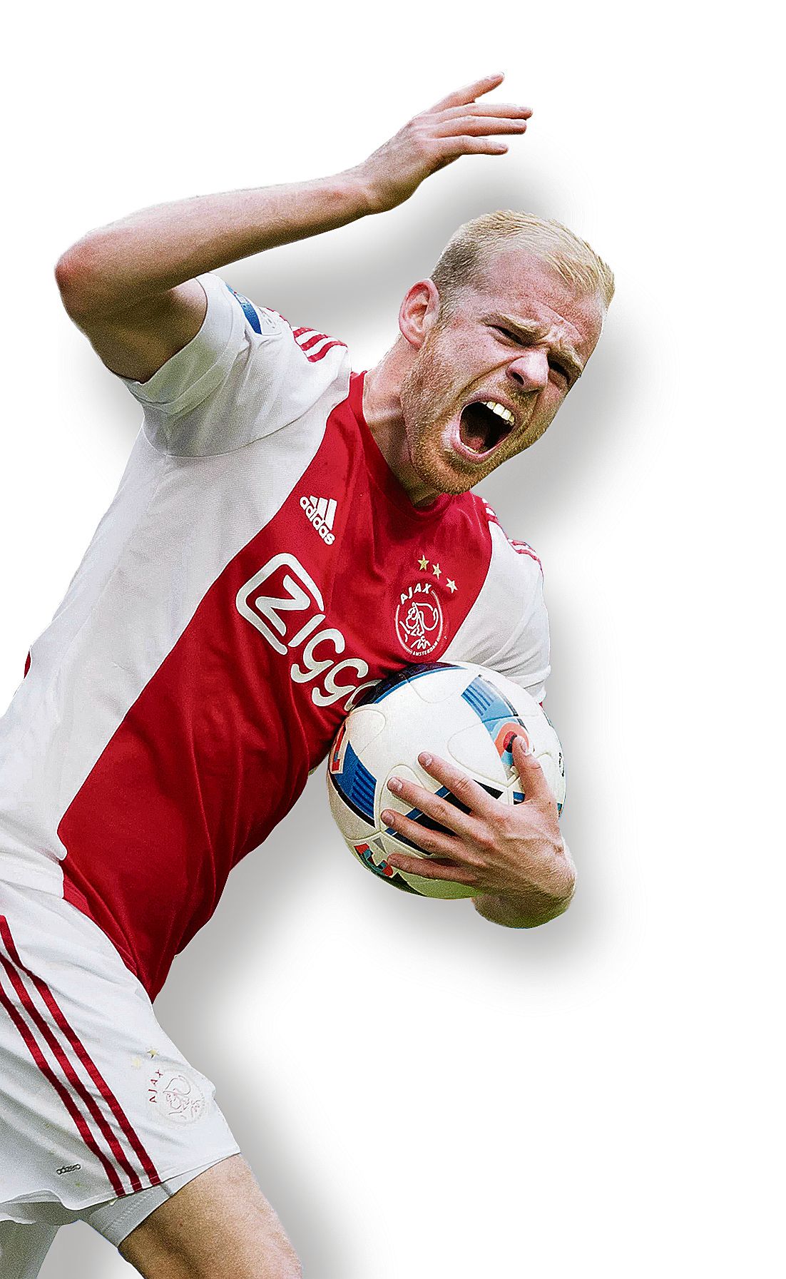 Davy Klaassen van Ajax schreeuwt het uit na de 2-2.