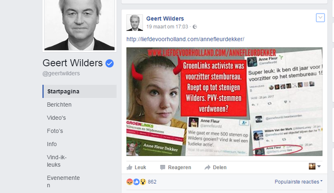 Activiste ondergedoken na onjuist bericht van Wilders 