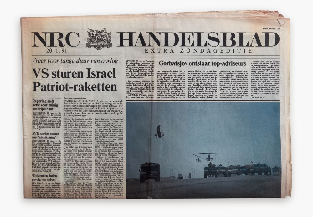 De extra zondageditie van NRC Handelsblad tijdens de Golfoorlog. Een zondageditie was sinds de Tweede Wereldoorlog niet meer verschenen.