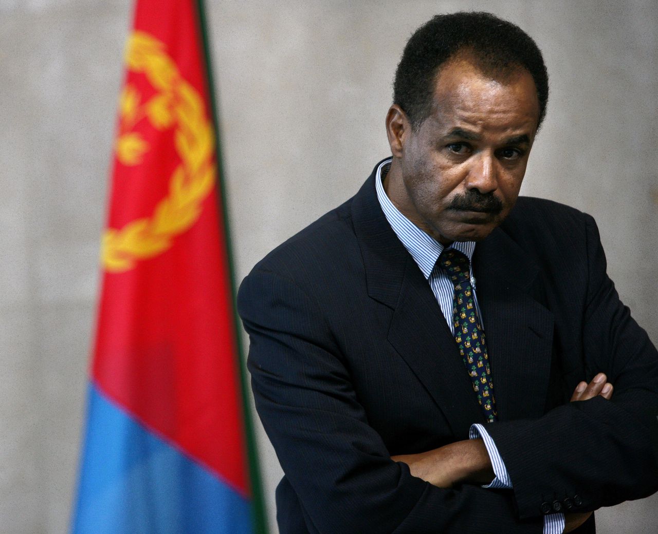 De Eritrese president Issayas Afewerki, in mei 2007 op een conferentie met de EU in Brussel. Afewerki is president sinds de onafhankelijkheid van Eritrea in 1993.