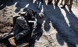 De training voor rekruten van de 3e aanvalsbrigade van de Oekraïense strijdkrachten in Kyiv, op 28 februari 2024. 