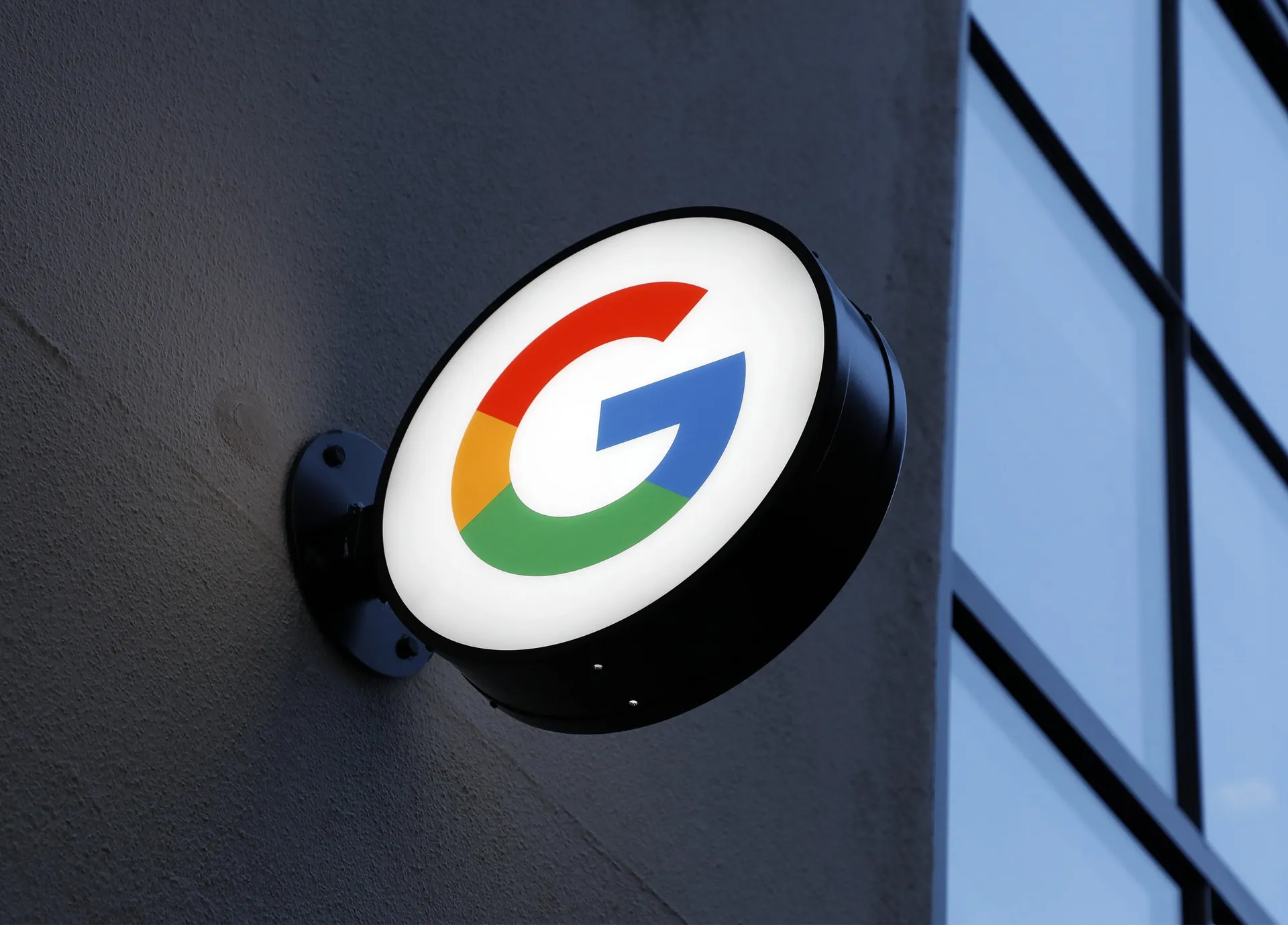 Foto van uithangbord met Google logo