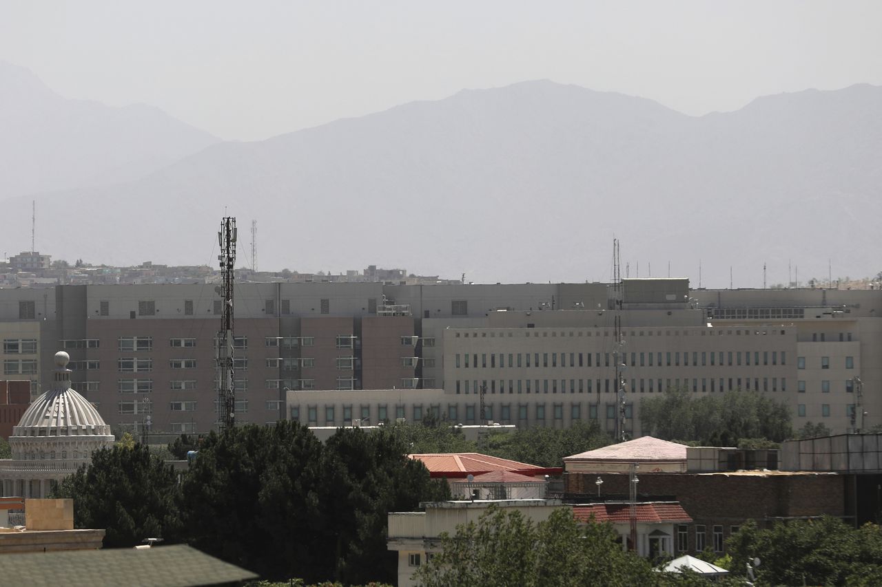 De Amerikaanse ambassade in Kabul.
