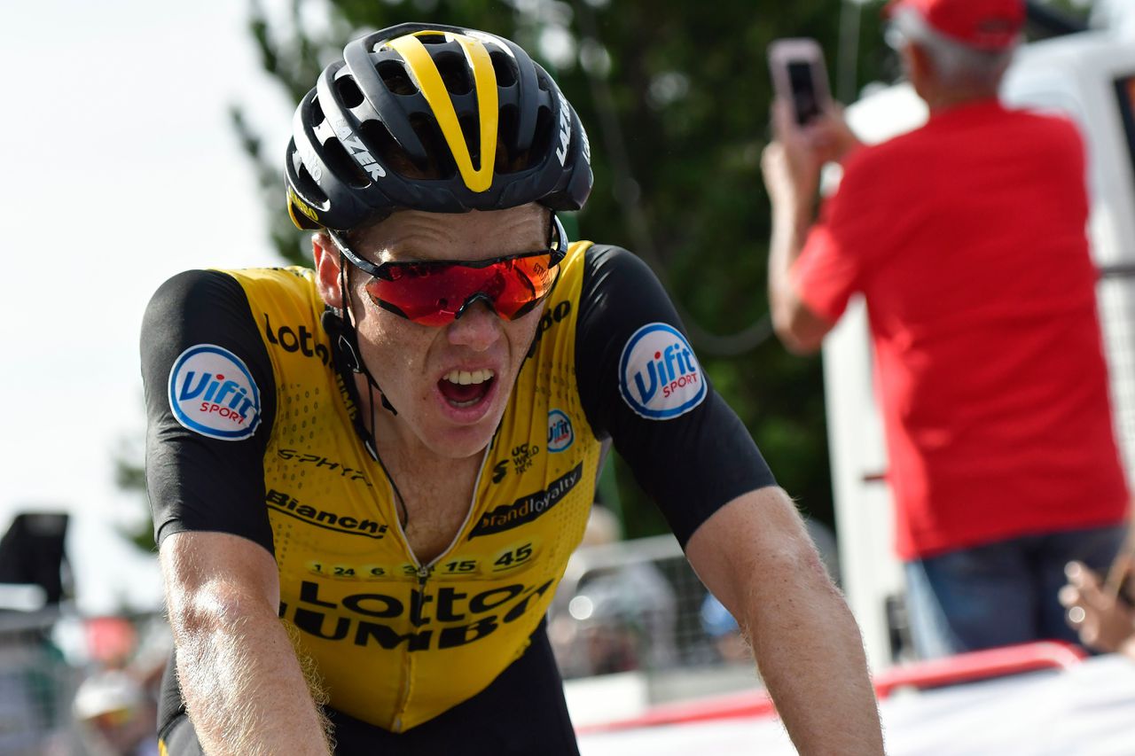 Steven Kruijswijk in actie op de Vuelta.