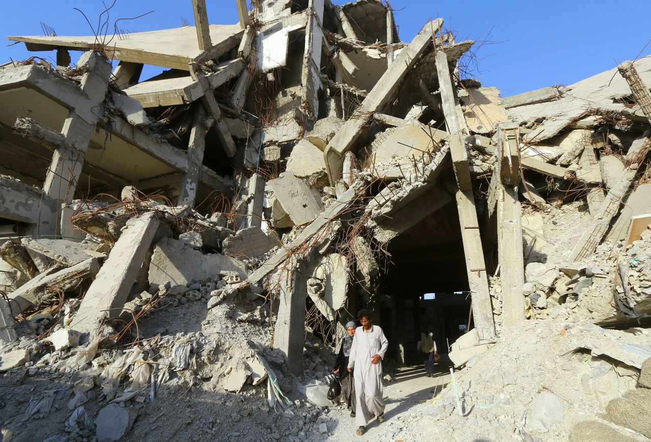 De Syrische stad Raqqa na de gevechten FOTO Aboud Hamam/Reuters