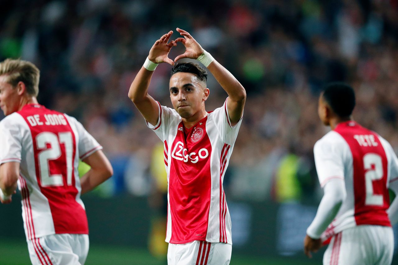 Abdelhak Nouri bij zijn debuut voor Ajax, in september 2016 tegen Willem II, waarin hij scoorde.