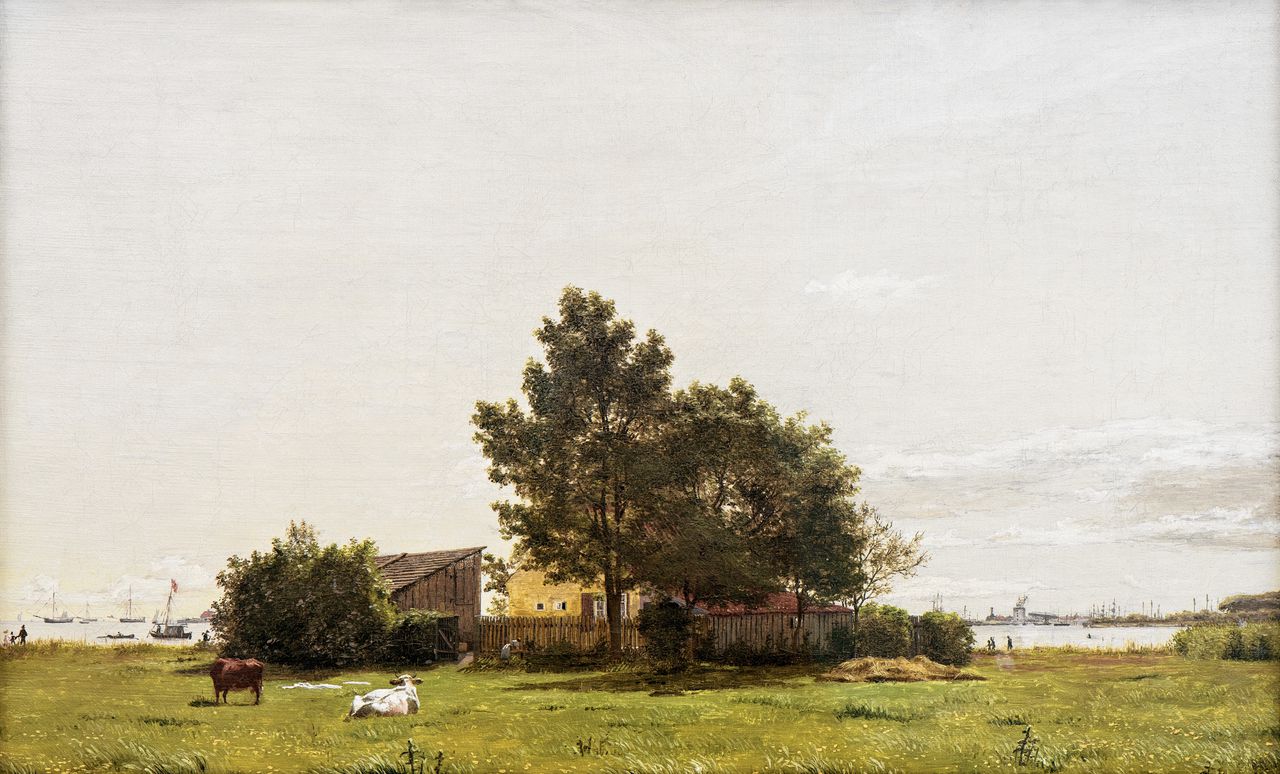 Christen Købke, Landschap nabij de kalkbranderij met op de achtergrond Kopenhagen, 1836. Olieverf op doek, 34 x 55 cm.
