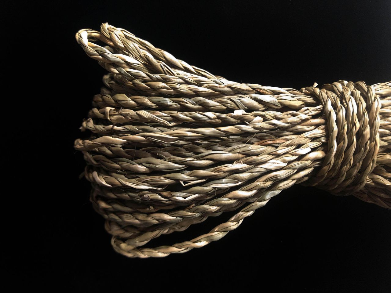 Modern touw gemaakt van gedraaide grasvezel. Het prehistorische neanderthaltouw van gedraaide bastvezels was waarschijnlijk ook geschikt voor touw, netten, kleden, tassen en misschien zelfs kleding