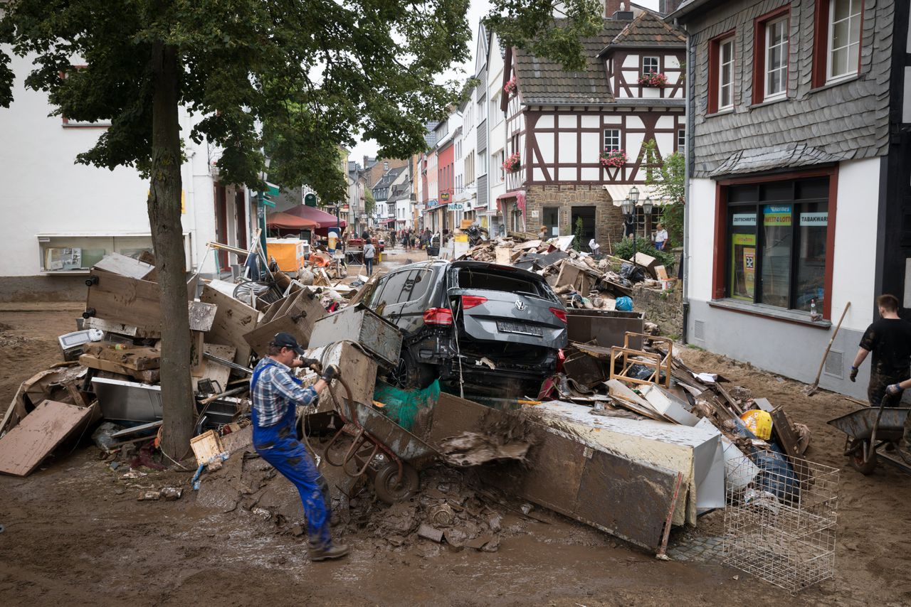 Deelstaat Noordrijn-Westfalen, waar ook Bad Münstereifel ligt, werd zwaar getroffen door de watersnood. Foto Gordon Welters