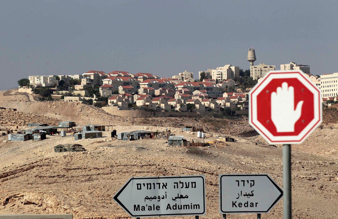 De nederzetting Maale Adumim bij Jeruzalem, één van de grootste Israëlische nederzettingen in bezet Palestijns gebied.